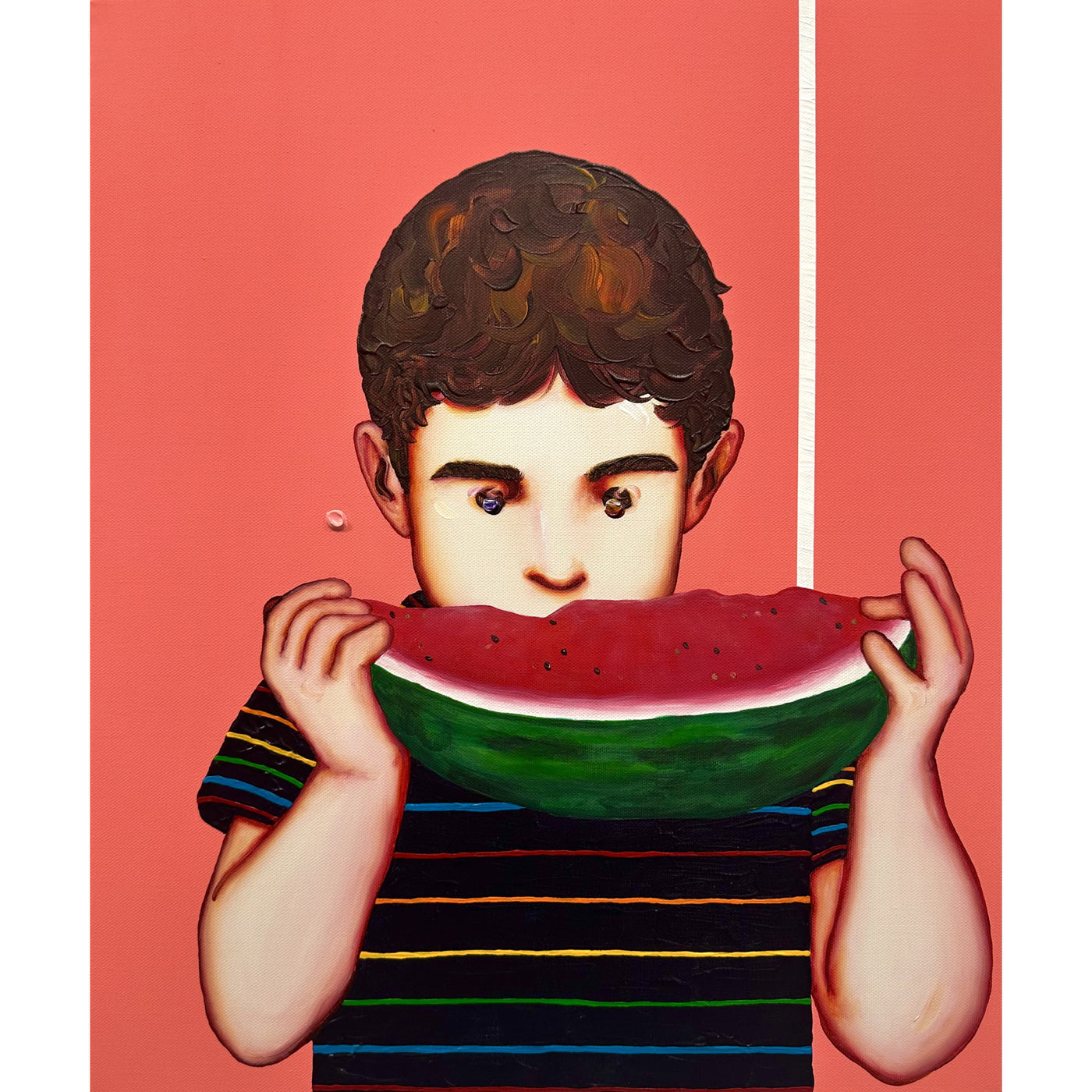 Kazusa Matsuyama「Anonymous Portrait -Boy eating watermelon-」2024 絵画