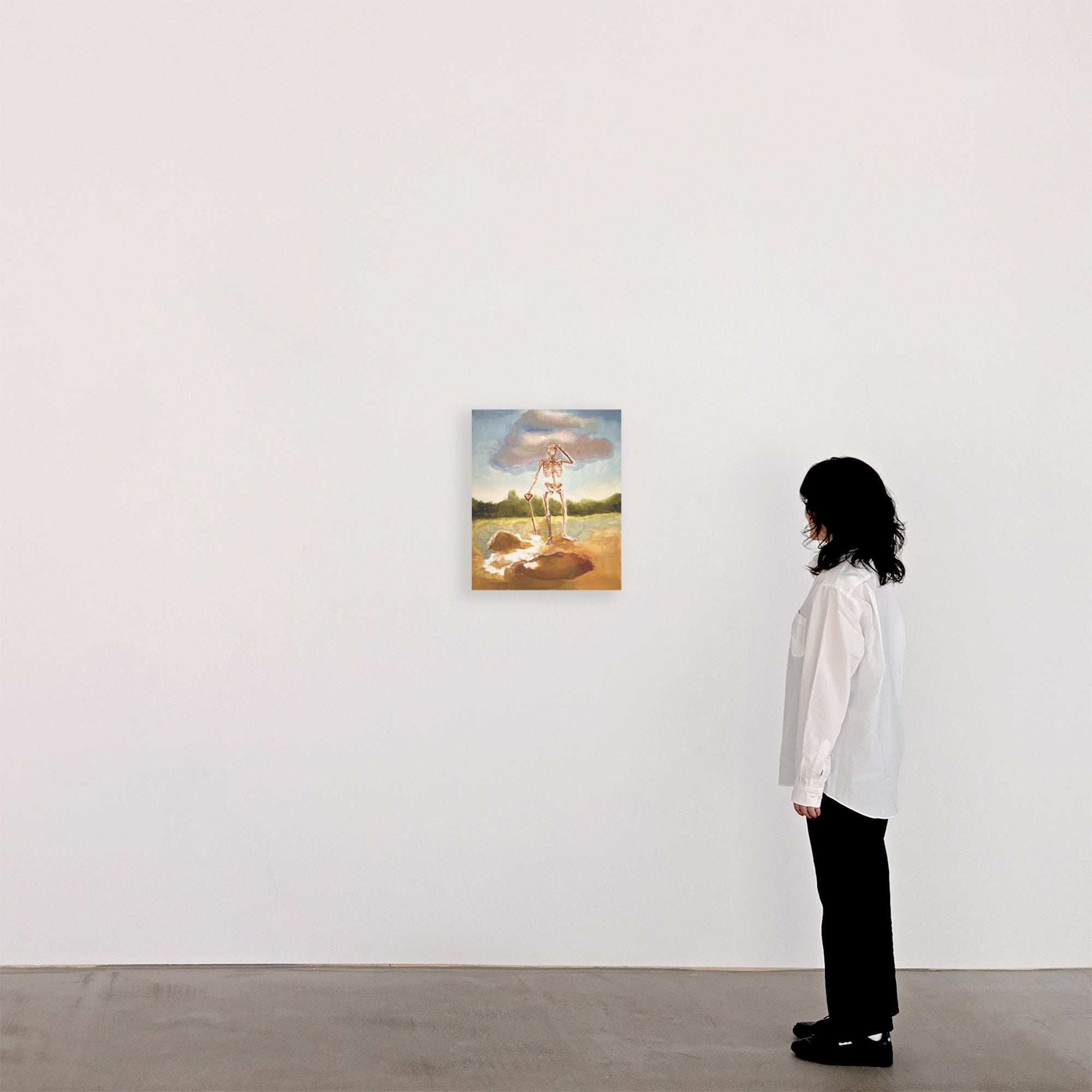 Makoto Honda「穴掘り骸骨」2020 絵画