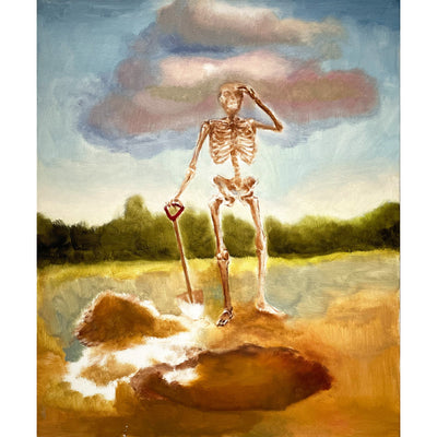Makoto Honda「穴掘り骸骨」2020 絵画
